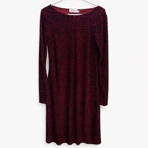 Vintage 8 CDC Red velvet leopard/cheetah print with Long Sleeves for Cocktail